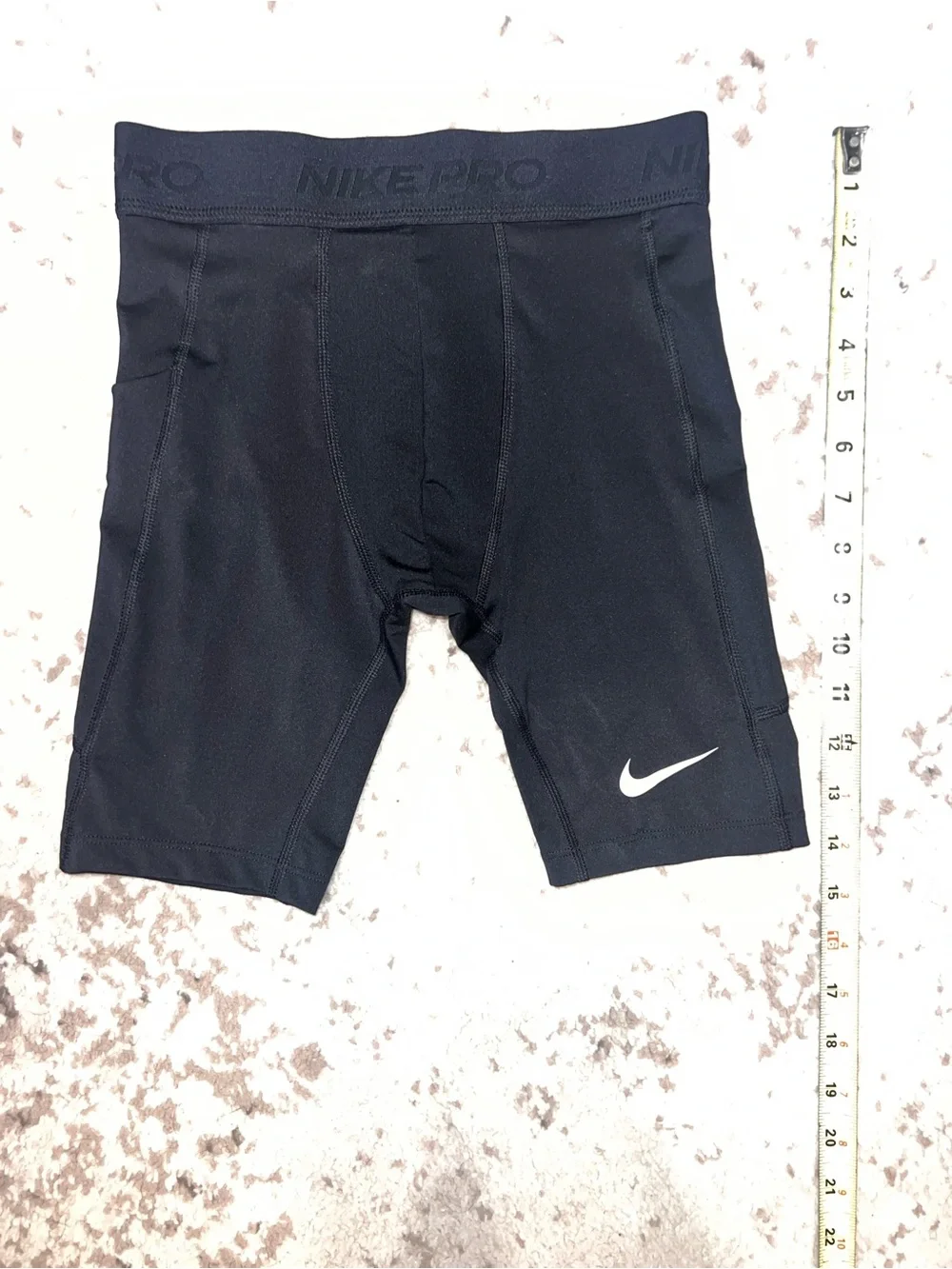 Nike Black Compression Shorts with White Swoosh - Boys Medium